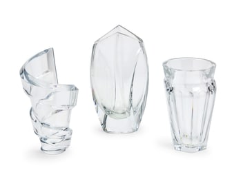 Three Baccarat glass vases