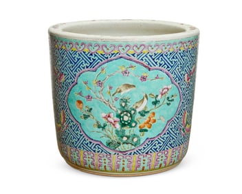 A Chinese polychrome porcelain jardiniere