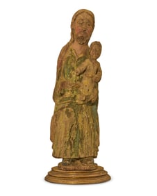 A Spanish Colonial carved wood figure of Saint Anthony