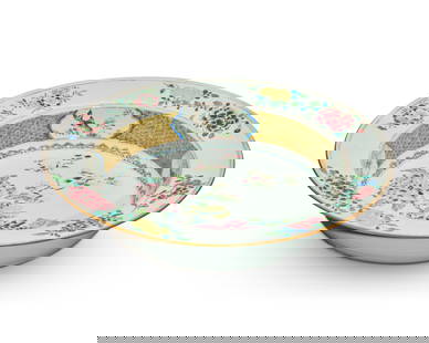 A large Chinese Famille Rose porcelain shallow bowl: A large Chinese Famille Rose porcelain shallow bowl19th centuryUnmarkedThe bowl decorated with peonies3.5" H x 16.25" Dia. Provenance:From the Collection of Robert A. Day