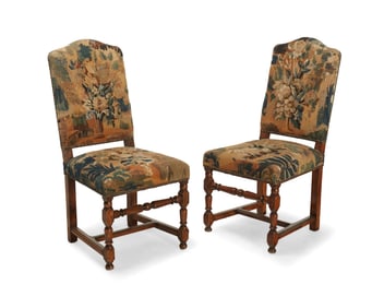 A pair of Louis XIII-style turned wood chairs