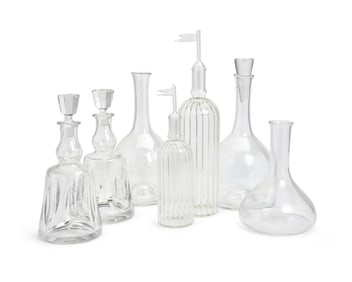 A group of Contemporary glass decanters