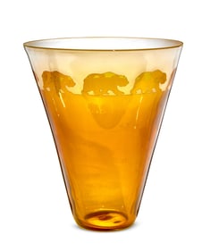 A Correia amber and frosted glass vase