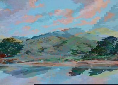 Duane Wakeham (b. 1931), Riverbend landscape, 1980