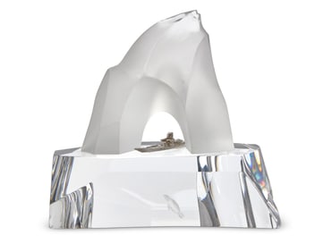 A Steuben rhodium-plated sterling silver and glass 'Ice Hunter' sculpture
