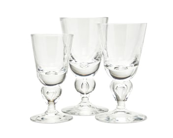 A Steuben clear glass stemware service