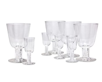 A suite of Steuben clear glass stemware