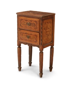 An Italian Neoclassical marquetry-inlaid walnut commodino
