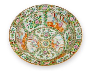 A Chinese Rose Medallion porcelain punch bowl