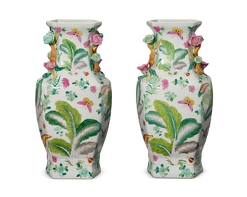 A pair of Chinese-style porcelain vases