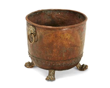 A Victorian brass and copper fuel bin