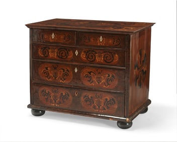 A William & Mary marquetry-inlaid oyster veneered chest