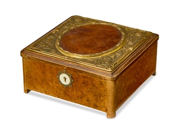 A French gilt-metal-mounted burlwood table box
