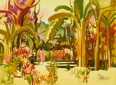 Milford Zornes (1908-2008), Tropical scene, 1974
