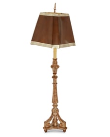 A Baroque-style carved giltwood floor lamp