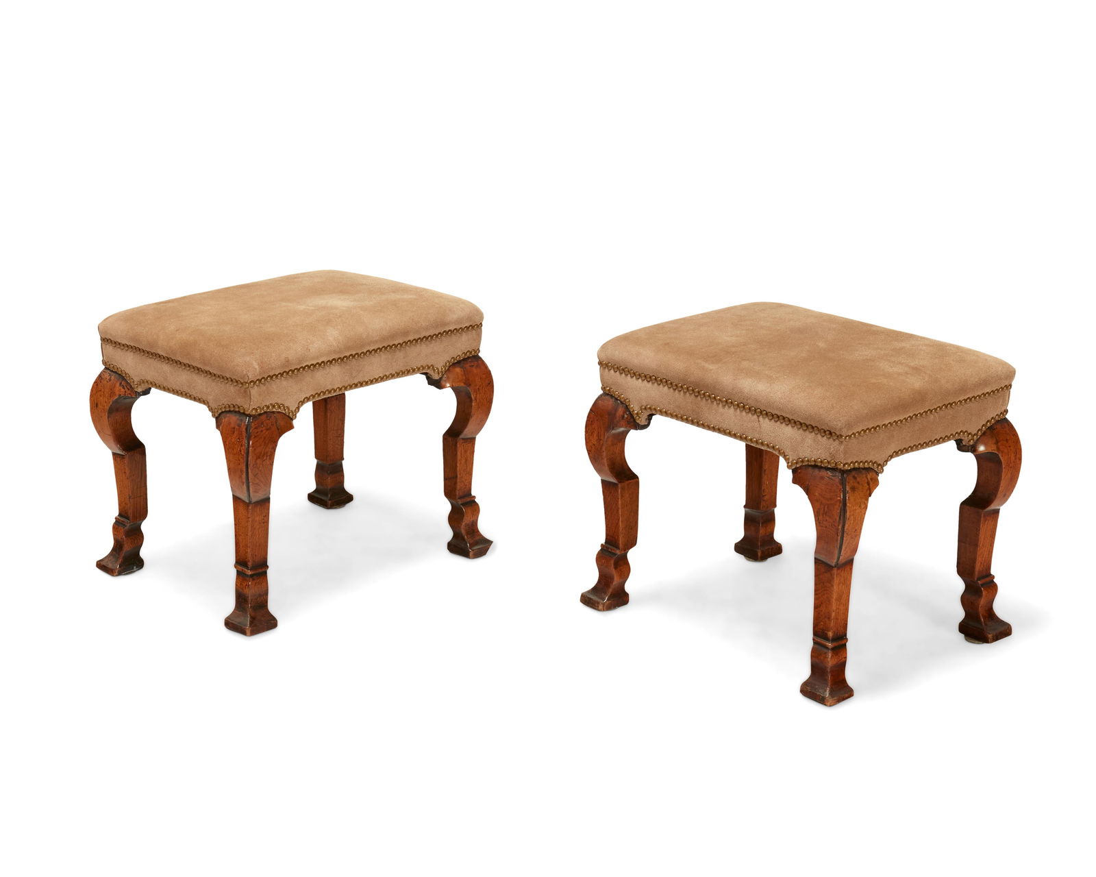 A pair of George I walnut and suede foot stools (1 of 4)