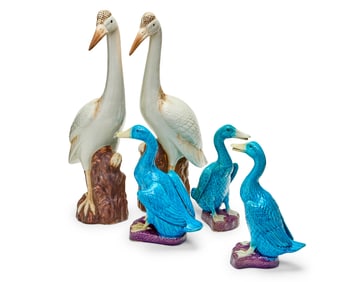 A group of Chinese Export ceramic models of birds