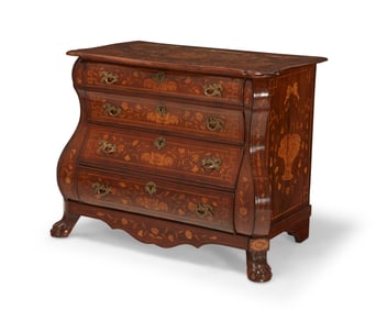 A Dutch marquetry bombe chest