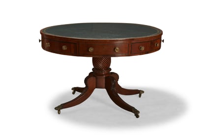 A George IV inlaid-mahogany drum table