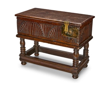 A William & Mary-style carved oak Bible box