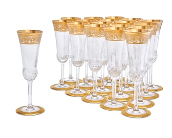 A set of eighteen Saint-Louis glass 'Thistle' champagne flutes