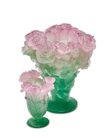 Two Daum p‚te-de-verre rose vases