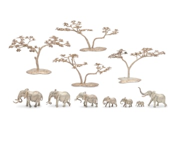 A collection of Patrick Mavros sterling silver table ornaments