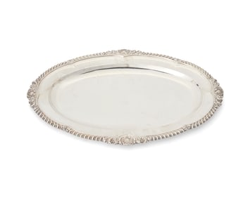 A William IV sterling silver oval meat platter