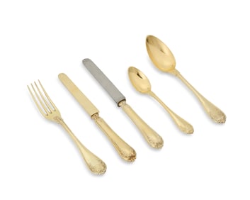 A French gilt .950 silver flatware service