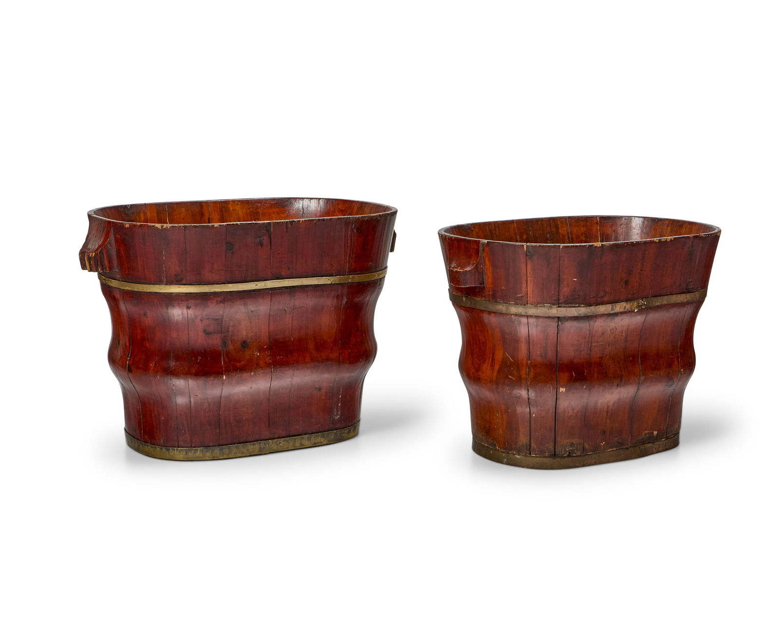 Two Chinese brass-mounted wood baby baths (1 of 2)