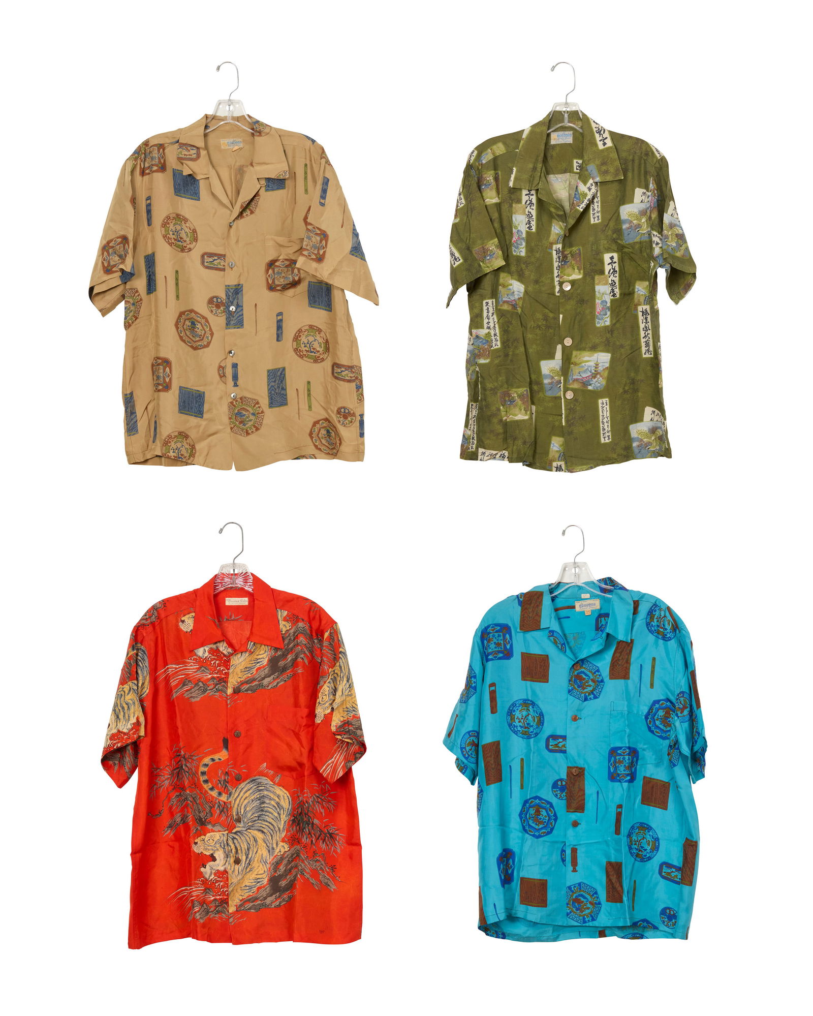 Four vintage Hawaiian short-sleeved silk shirts (1 of 5)