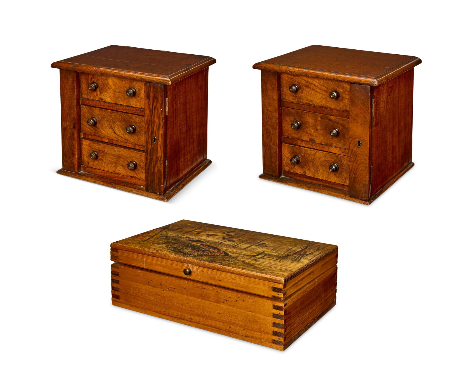 A pair of English rosewood miniature Wellington chests (1 of 8)