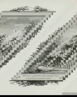 After Charles Monnet (1732-1816), "Telemaque au milieu des allies embrasse Nestor," from "Les: After Charles Monnet(1732-1816)"Telemaque au milieu des allies embrasse Nestor," from "Les Aventures de Telemaque," by Jean Baptiste Tillard, circa 1785Engraving on paperFrom the edition of unknown si