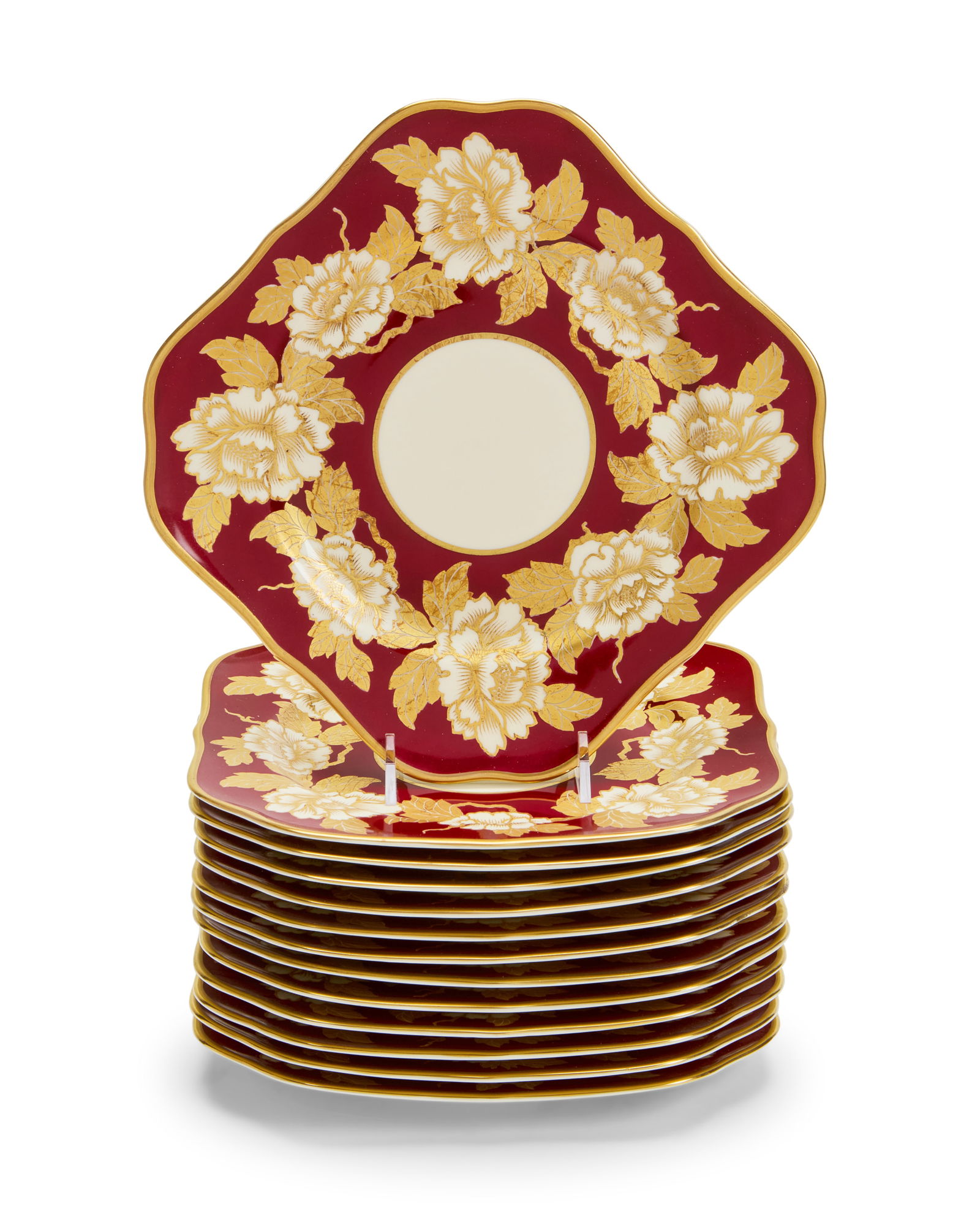 A set of thirteen Rosenthal porcelain square dessert plates (1 of 3)