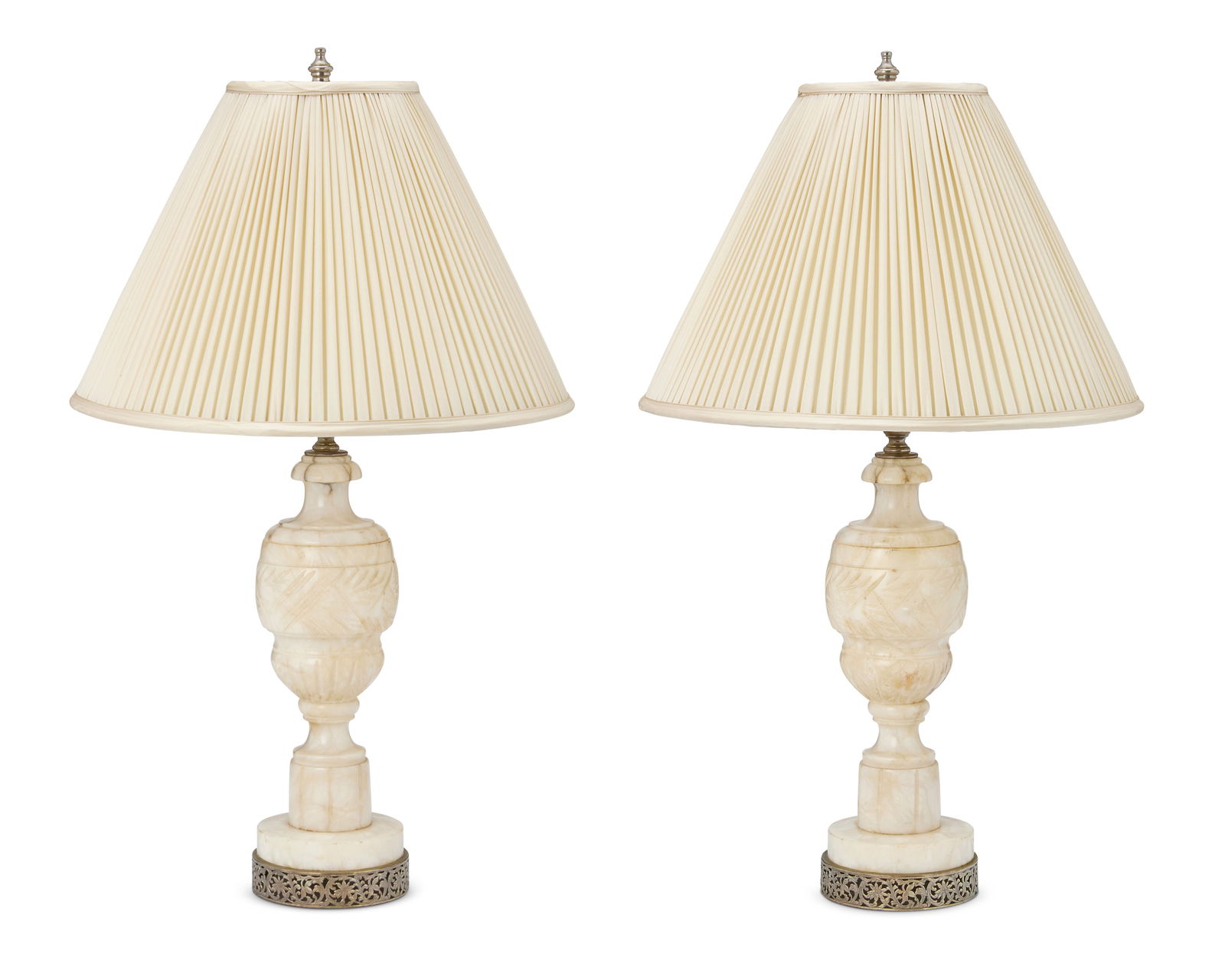 A pair of Italian carved alabaster table lamps (1 of 5)