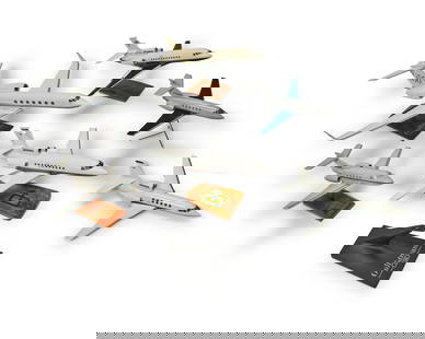 A group of model planes: A group of model planesLate 20th/early 21st centuryMost variously marked for maker; each with tail registration numberComprising two Gulfstream models and four others, five of which are mounted to a s