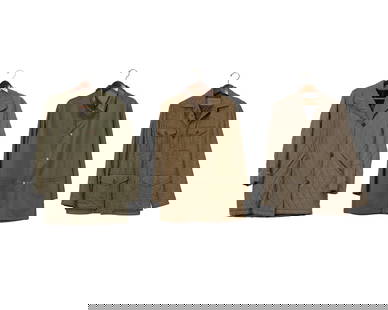 A group of men's jackets: A group of men's jacketsLate 20th/21st centuryVariously labeled for maker and for fabric contentThree works:A reversible wool and cashmere tweed long jacket with variegated herringbone tweed alternati