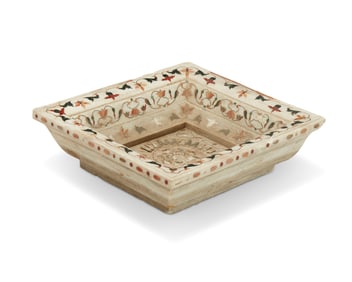 An Indian inlaid marble basin