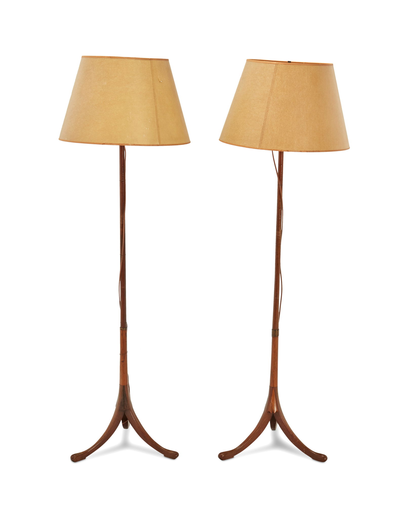 A pair of brass-mounted wood floor lamps (1 of 6)