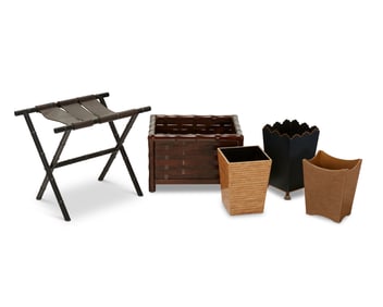 A group of household storage items