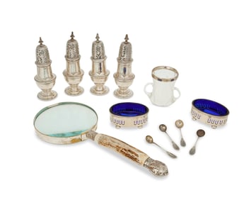 A group of English sterling silver table items