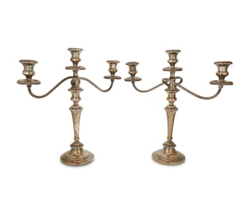 A pair of Gorham weighted sterling silver candelabra