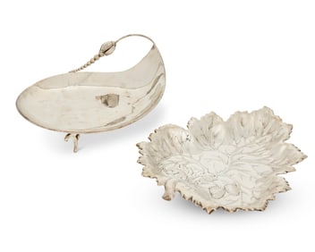 Two sterling silver leaf-form dishes