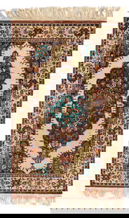 A Qom rug: A Qom rugMid-20th centuryWool on silk foundation5' 2" L x 3' 0.5" W