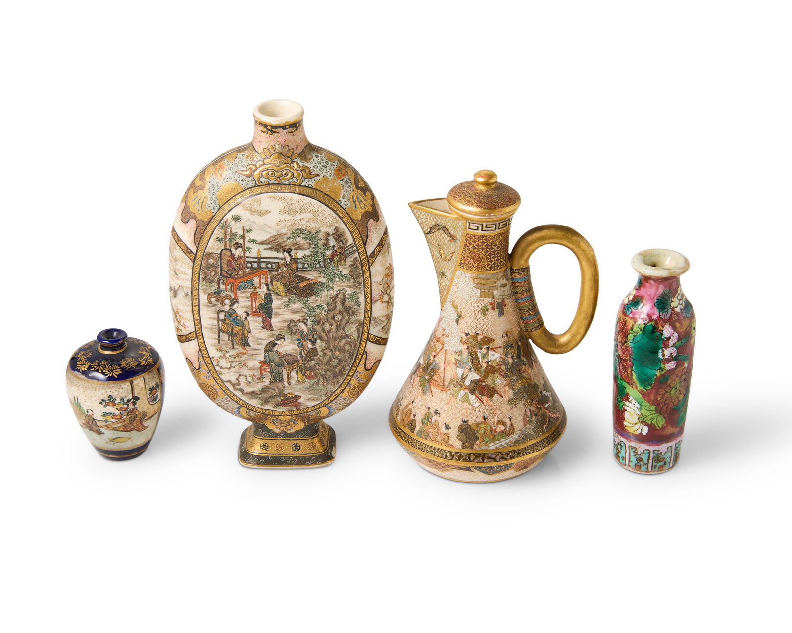 Three diminutive Japanese Satsuma pottery vessels (1 of 3)