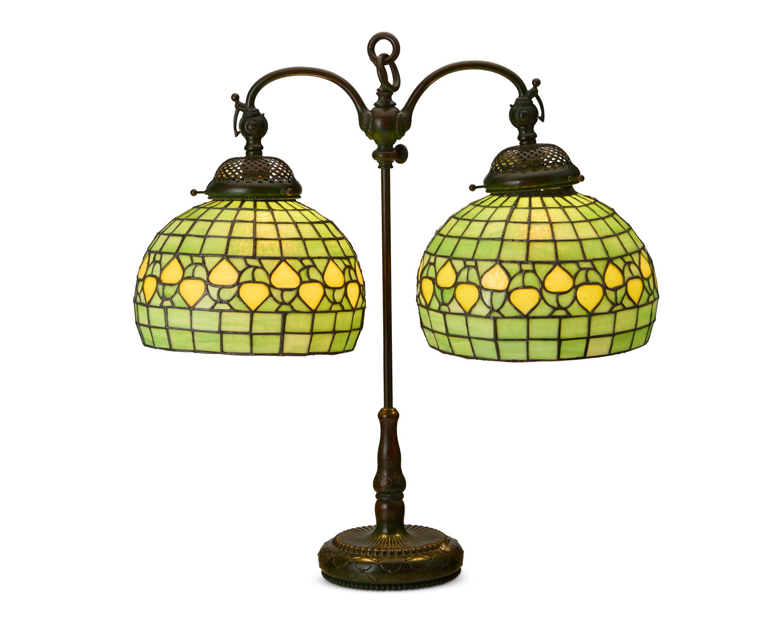 A Tiffany Studios patinated bronze double student lamp, model 316 (1 of 6)