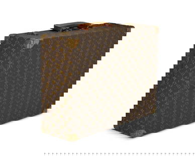 A vintage Louis Vuitton Monogram 50 suitcase: A vintage Louis Vuitton Monogram 50 suitcaseCirca 1960s-1970s, FranceMarked to exterior hardware, handle, and interior buckles for Louis Vuitton; Interior label: Louis Vuitton / 906922 / AVe Marceau 7