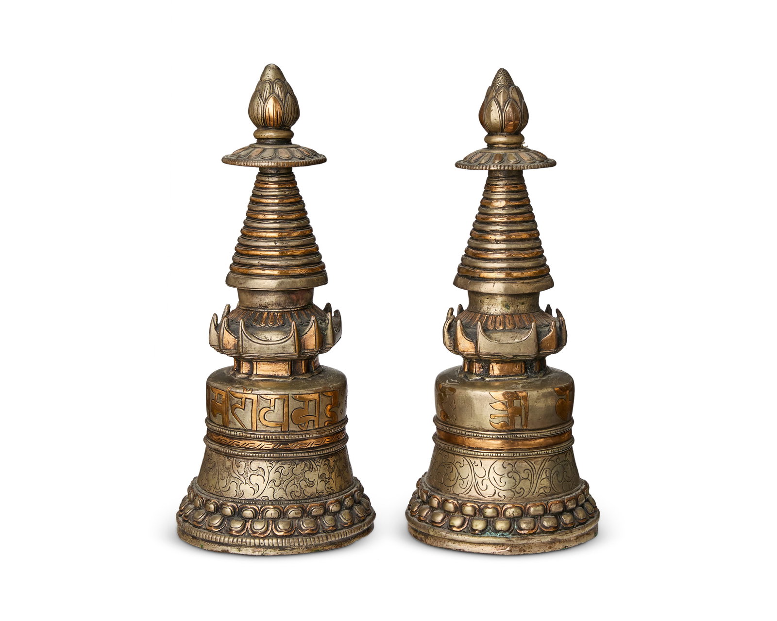A pair of Asian metal stupa (1 of 4)