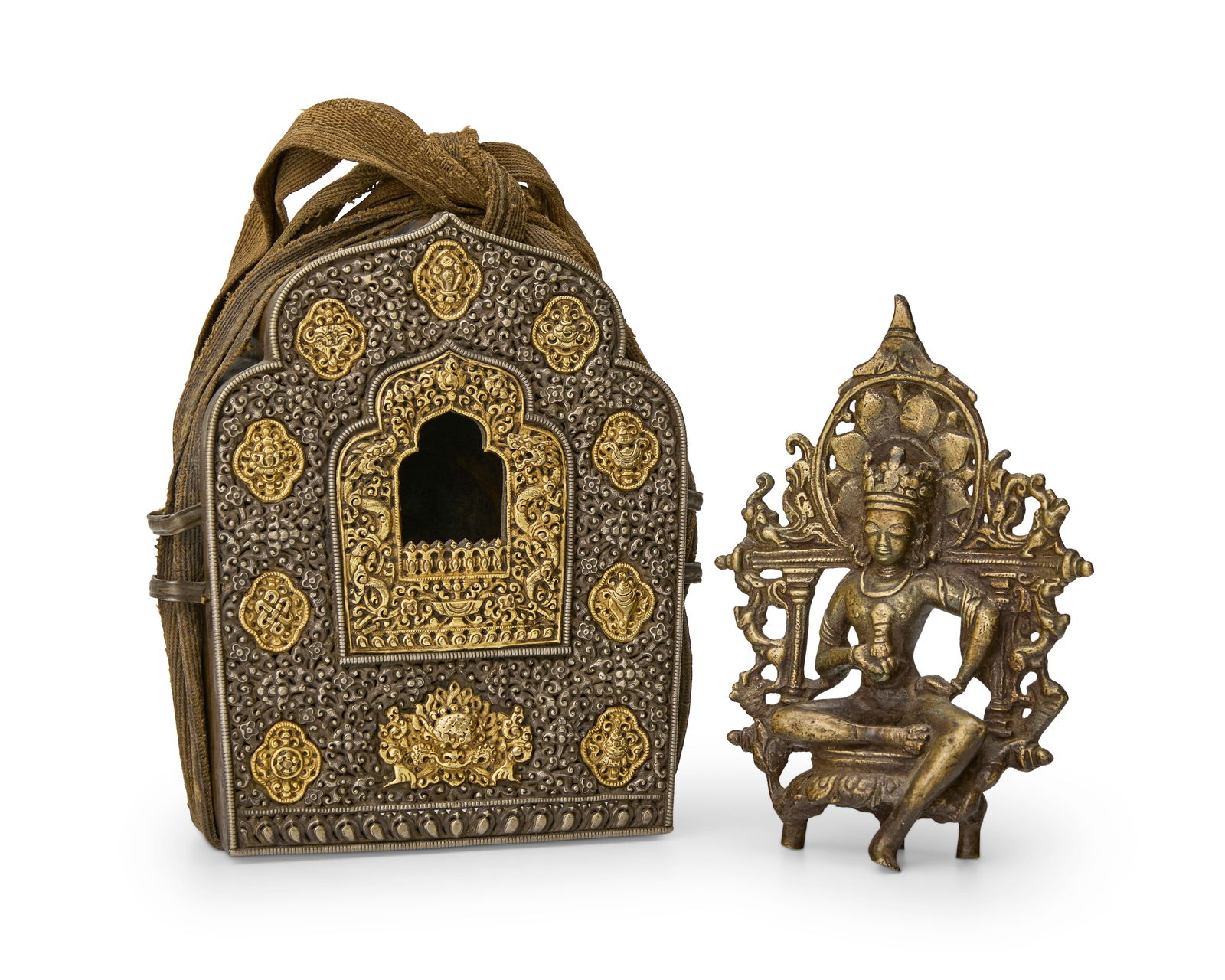 An Asian reticulated metal ga'u and figure of Vajrasattva (1 of 3)