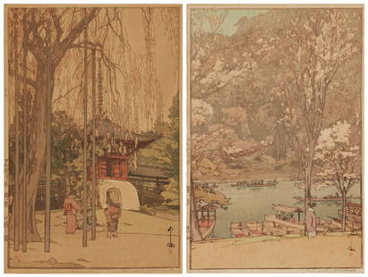 Hiroshi Yoshida (1876-1950): Hiroshi Yoshida (1876-1950)Two works:"Cherry Tree in Kawagoe," from "Eight Scenes of Cherry Blossoms," 1935Woodcut in colors on paperFrom the lifetime edition of unknown size and dateSigned and titled